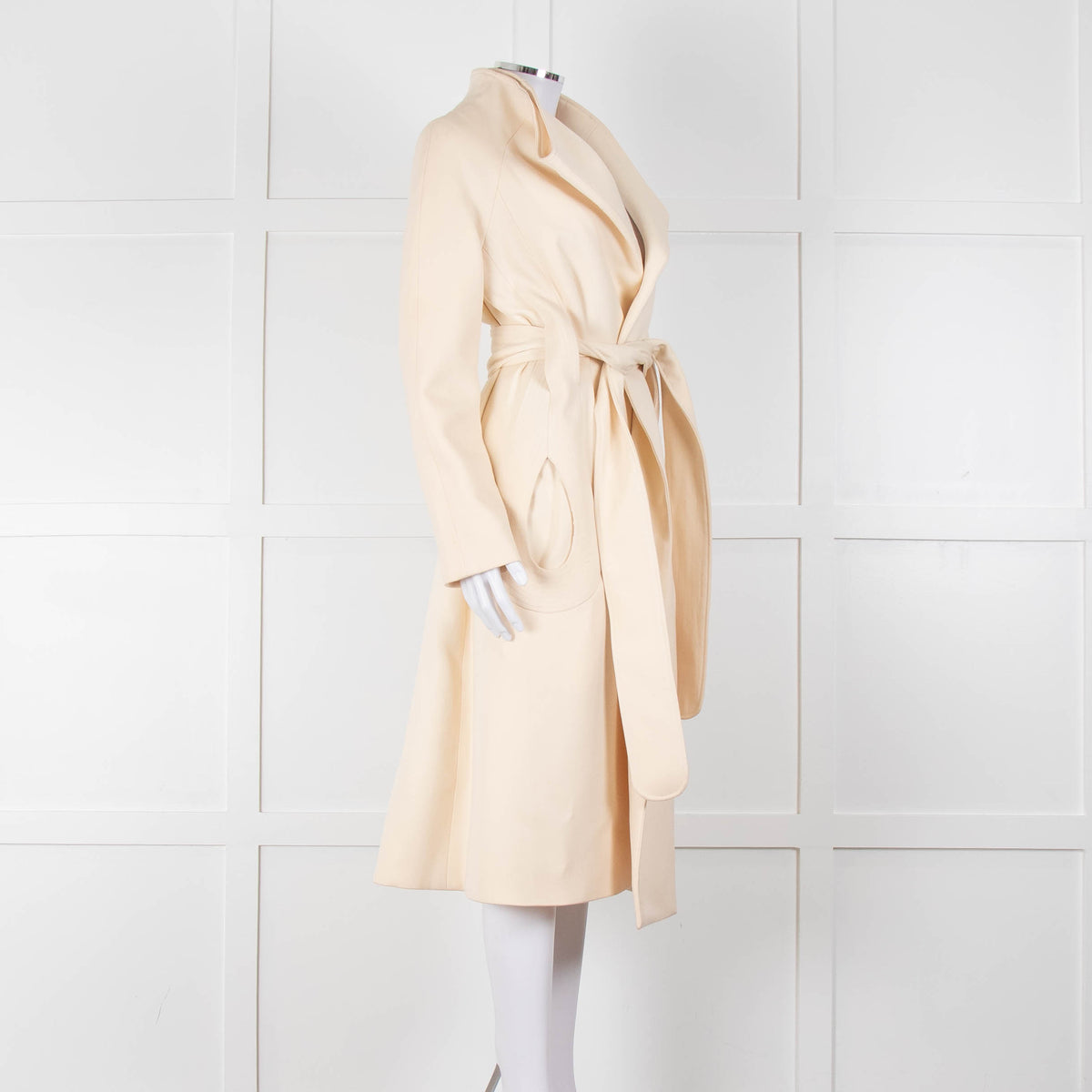 Carl Kapp Cream Belted Edge To Edge Coat