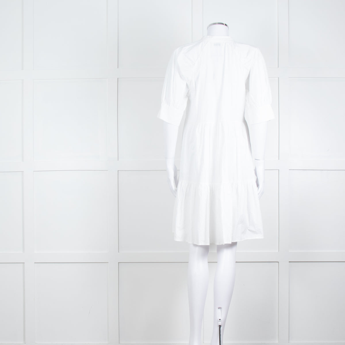 Ottod'Ame White Cotton Puff Sleeve Tiered Dress