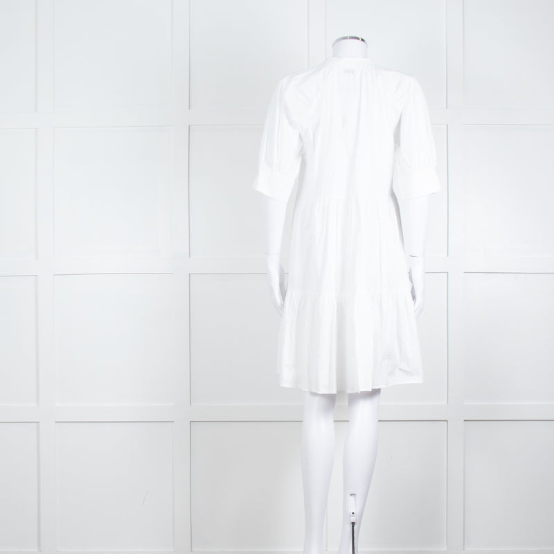 Ottod'Ame White Cotton Puff Sleeve Tiered Dress