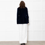 Me + Em Navy Velvet Straight Fit Blazer