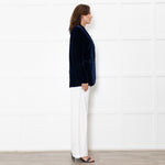 Me + Em Navy Velvet Straight Fit Blazer