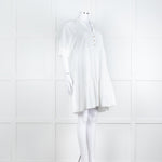 Ottod'Ame White Cotton Puff Sleeve Tiered Dress
