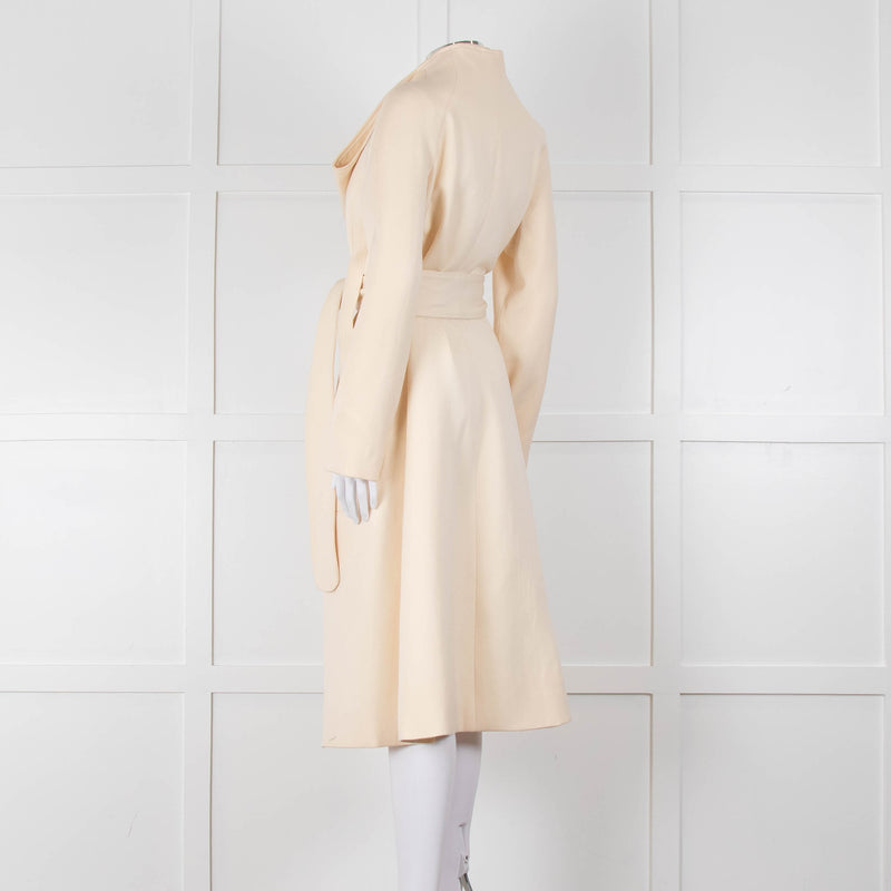 Carl Kapp Cream Belted Edge To Edge Coat