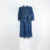 Wyse Dark Blue Denim Scallop Edge Detail Zip Front Dress