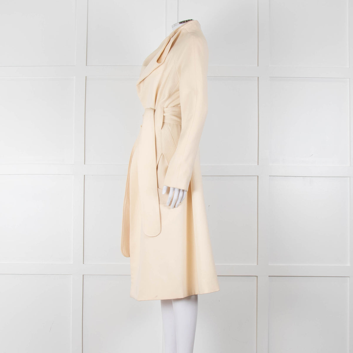 Carl Kapp Cream Belted Edge To Edge Coat