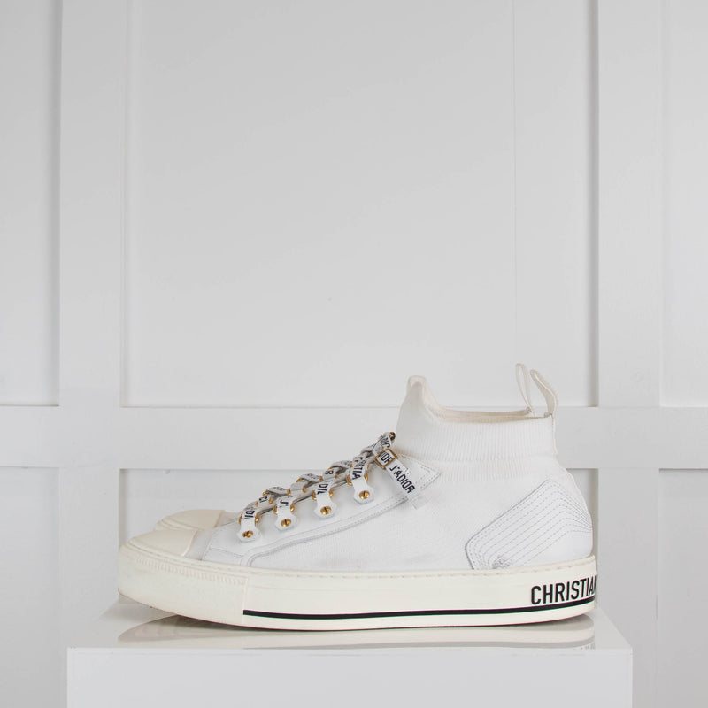 Christian Dior White Knit Walk'n'dior High Top Trainers