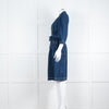 Wyse Dark Blue Denim Scallop Edge Detail Zip Front Dress