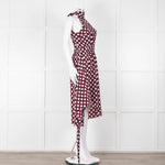 Kitri Brown White Polka Dot Sleeveless Wrap Over Dress