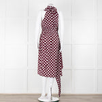 Kitri Brown White Polka Dot Sleeveless Wrap Over Dress