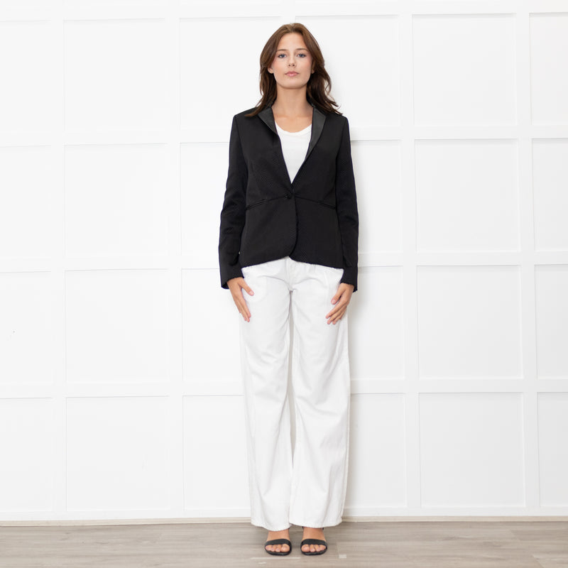 Zadig & Voltaire Black Leather Trim Raw Edge Blazer Jacket