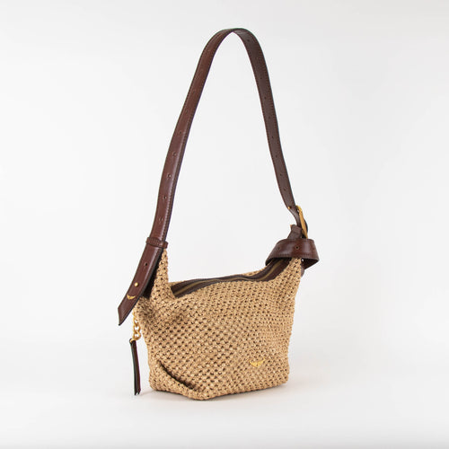 Zadig & Voltaire Raffia Cecilia Bag With Brown Leather Long Strap