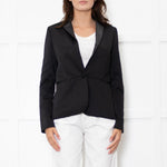 Zadig & Voltaire Black Leather Trim Raw Edge Blazer Jacket
