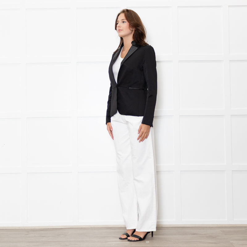 Zadig & Voltaire Black Leather Trim Raw Edge Blazer Jacket