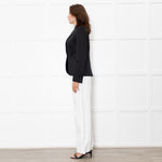 Zadig & Voltaire Black Leather Trim Raw Edge Blazer Jacket