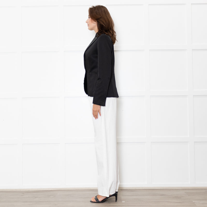 Zadig & Voltaire Black Leather Trim Raw Edge Blazer Jacket