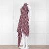 Kitri Brown White Polka Dot Sleeveless Wrap Over Dress