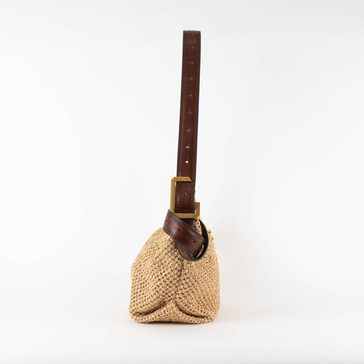 Zadig & Voltaire Raffia Cecilia Bag With Brown Leather Long Strap