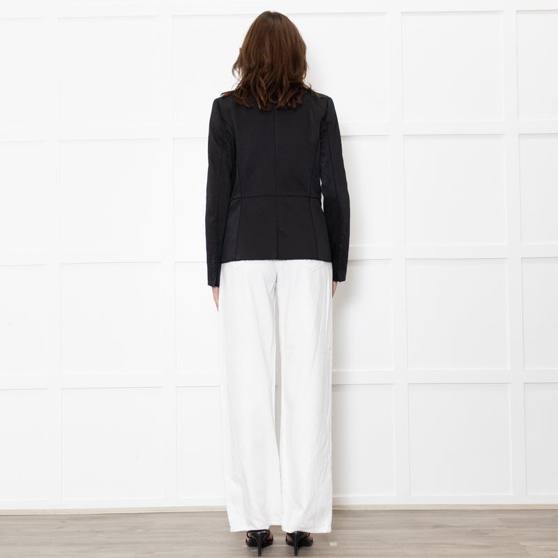 Zadig & Voltaire Black Leather Trim Raw Edge Blazer Jacket