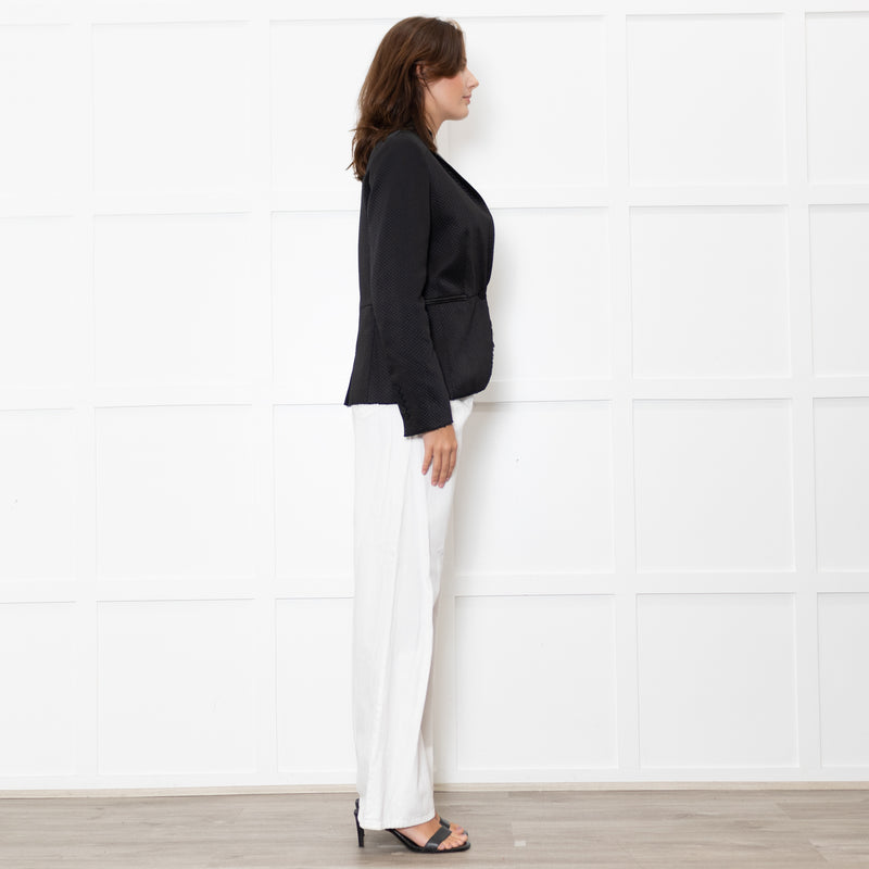 Zadig & Voltaire Black Leather Trim Raw Edge Blazer Jacket