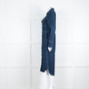 Wyse Dark Blue Denim Scallop Edge Detail Zip Front Dress