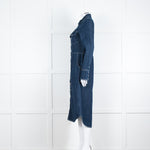 Wyse Dark Blue Denim Scallop Edge Detail Zip Front Dress