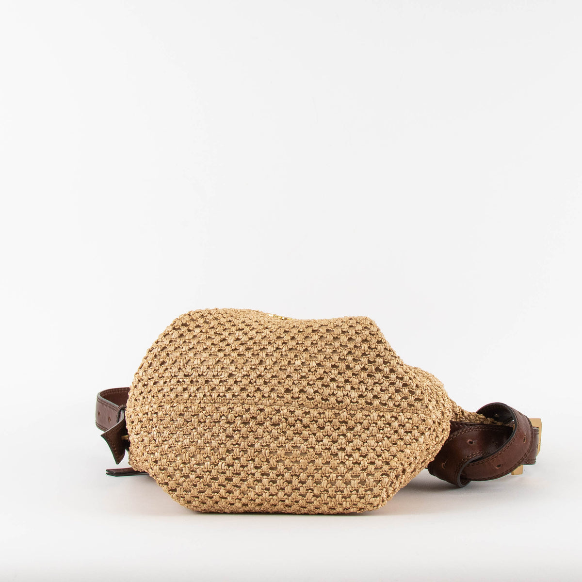 Zadig & Voltaire Raffia Cecilia Bag With Brown Leather Long Strap