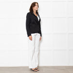 Zadig & Voltaire Black Leather Trim Raw Edge Blazer Jacket