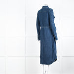 Wyse Dark Blue Denim Scallop Edge Detail Zip Front Dress