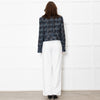 Diane Von Furstenberg Black Cream Blue Red Fleck Tweedy Jacket