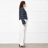 Diane Von Furstenberg Black Cream Blue Red Fleck Tweedy Jacket