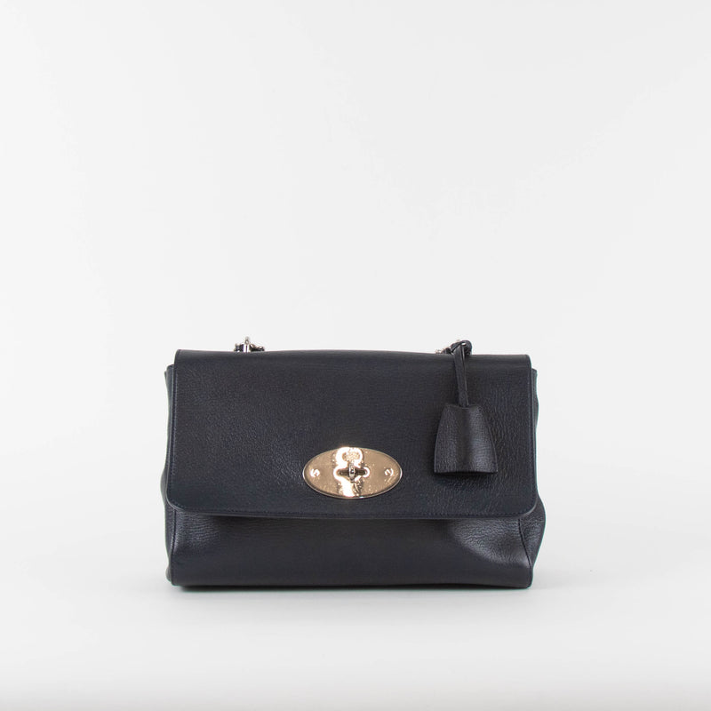Mulberry Navy Medium Lily Bag With Silver Hardware