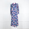 Libelula Navy Pink Floral Long Sleeve Midi Dress
