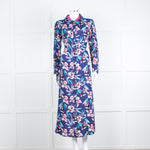 Libelula Navy Pink Floral Long Sleeve Midi Dress