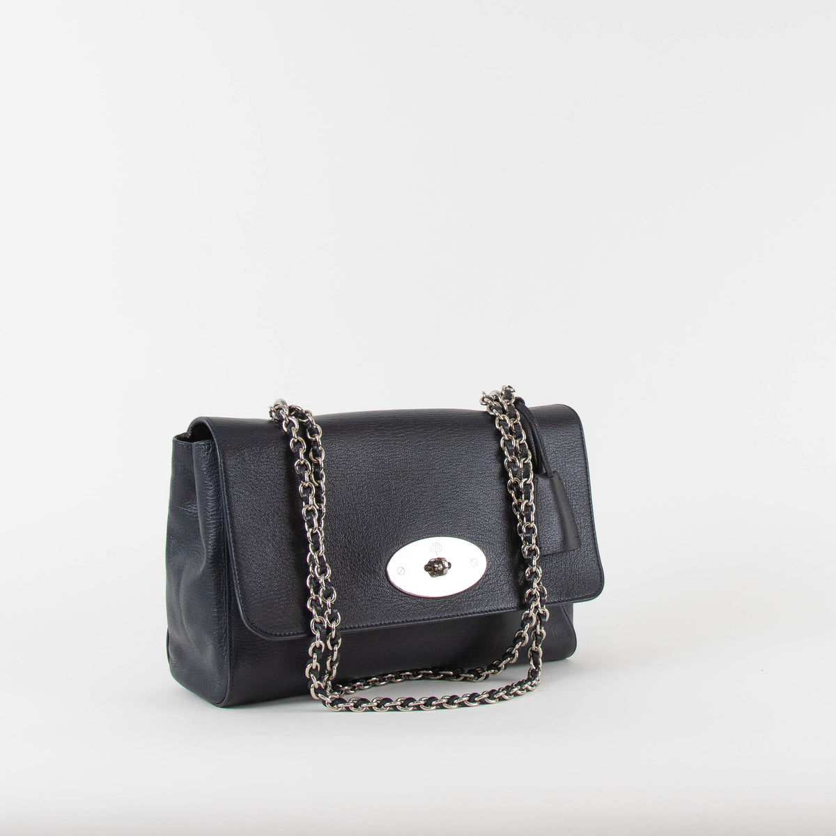 Mulberry Navy Medium Lily Bag With Silver Hardware