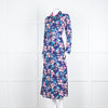 Libelula Navy Pink Floral Long Sleeve Midi Dress