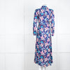 Libelula Navy Pink Floral Long Sleeve Midi Dress