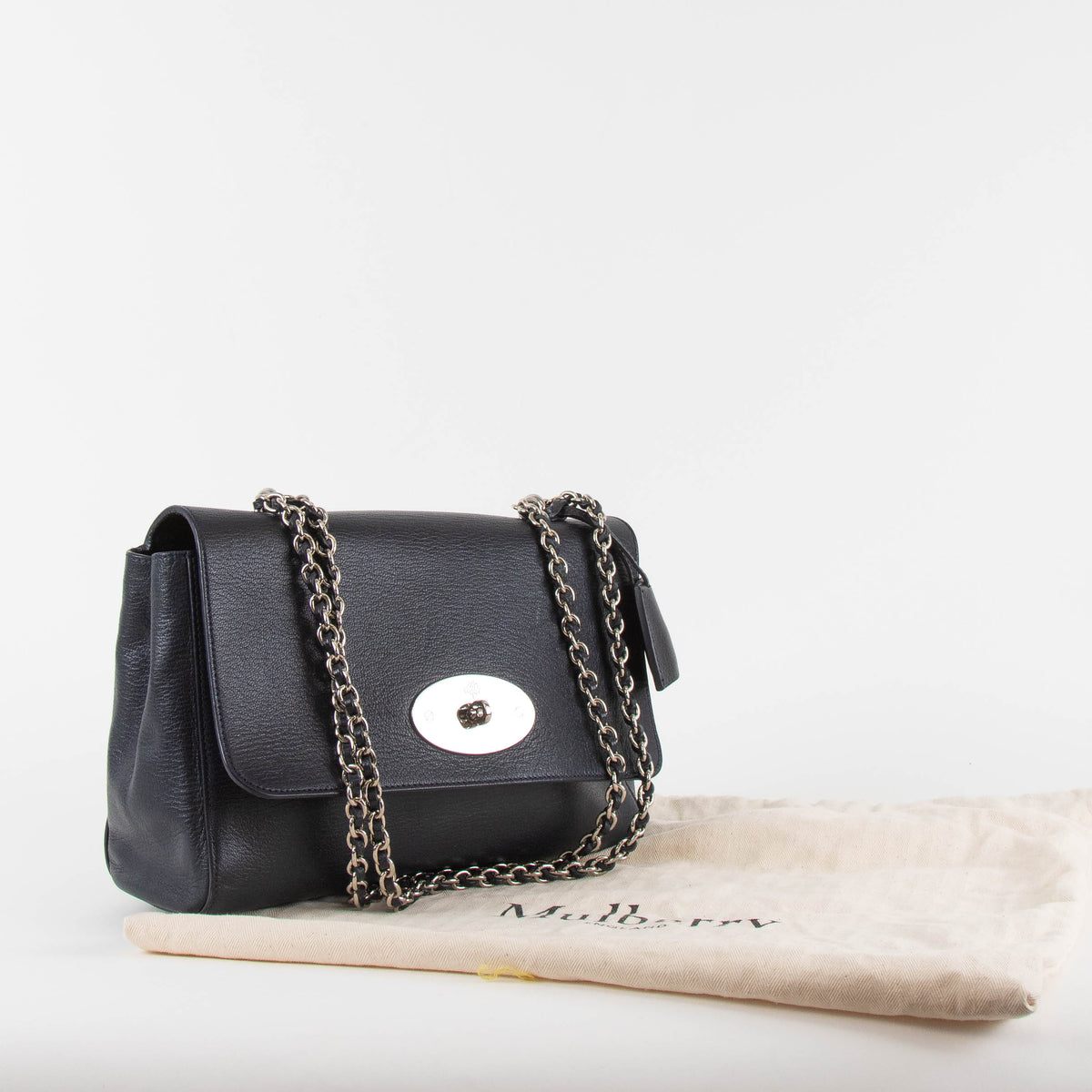 Mulberry Navy Medium Lily Bag With Silver Hardware