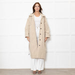 Ba&sh Light Beige Detachable Hood Long Trench Coat