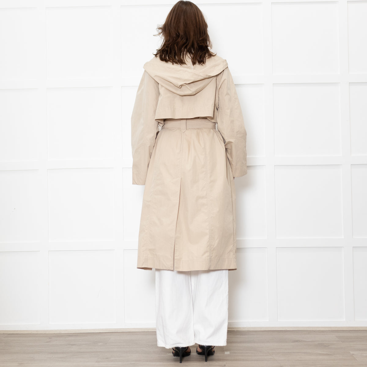 Ba&sh Light Beige Detachable Hood Long Trench Coat