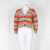 Allude Beige Orange Intarsia-Knit Cashmere Blend Cropped Cardigan