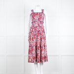 Me + Em White Orange Floral Sleeveless Tiered Dress