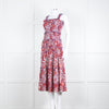 Me + Em White Orange Floral Sleeveless Tiered Dress