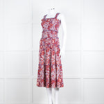 Me + Em White Orange Floral Sleeveless Tiered Dress