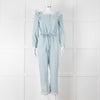 Iris Pale Blue Denim Frill Detail Jumpsuit