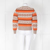 Allude Beige Orange Intarsia-Knit Cashmere Blend Cropped Cardigan
