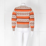 Allude Beige Orange Intarsia-Knit Cashmere Blend Cropped Cardigan