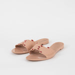 Charlotte Olympia Pale Pink Red Bead Hand Detail Sliders