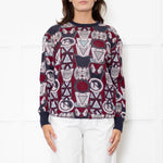 Mary Katrantzou Burgundy Silver Road Sign Sweater