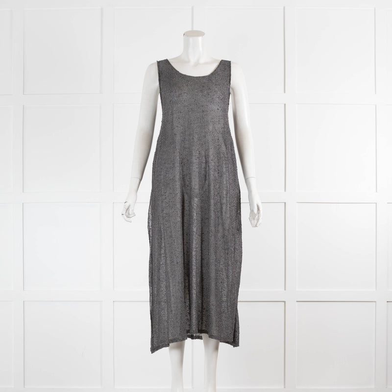 Sarah Pacini Metallic Grey Sleeveless Dress