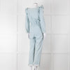 Iris Pale Blue Denim Frill Detail Jumpsuit